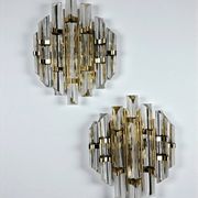 Pair of Venini sconces, Triedi cut glass, Italy, circa 1970s