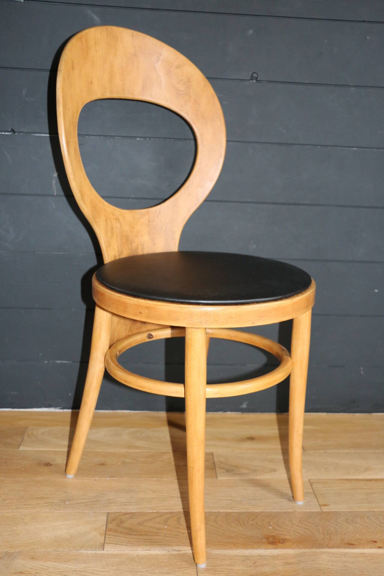 2 baumann chairs, seagull, dark beech, black imitation leather