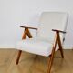 Vintage armchair B-310 VAR white structural boucle 1970s - beech-coloured wood