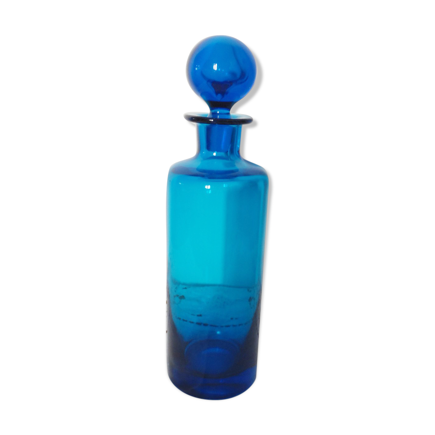 Glass bottle blue ball cap