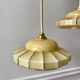 Pair of suspensions in opaline glass cream and silver border art deco 30s