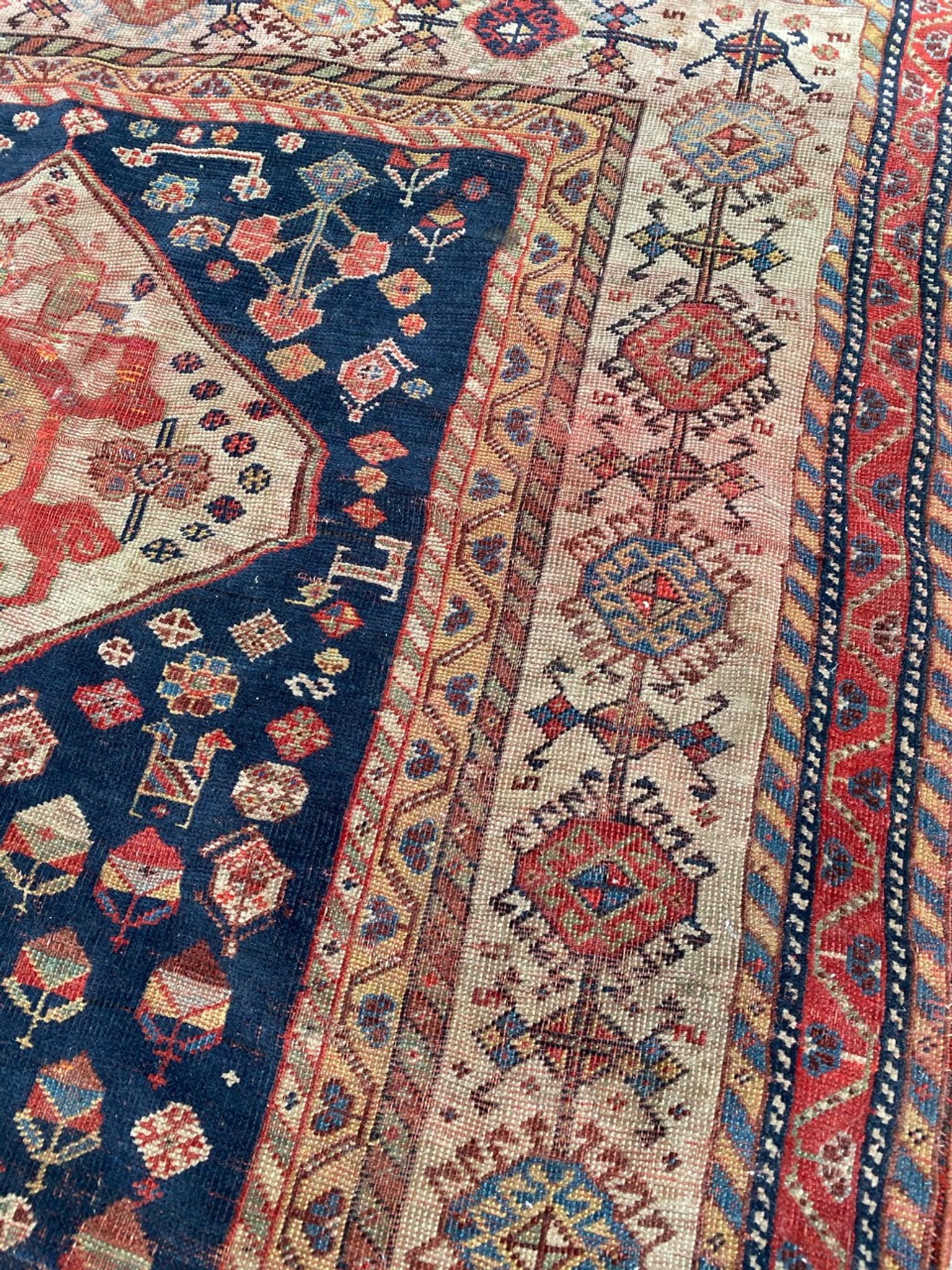 Ancient Persian carpet ghashghai 120x212cm
