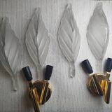 Pair of wall sconces with Italian leaf design in Barovier Murano style.