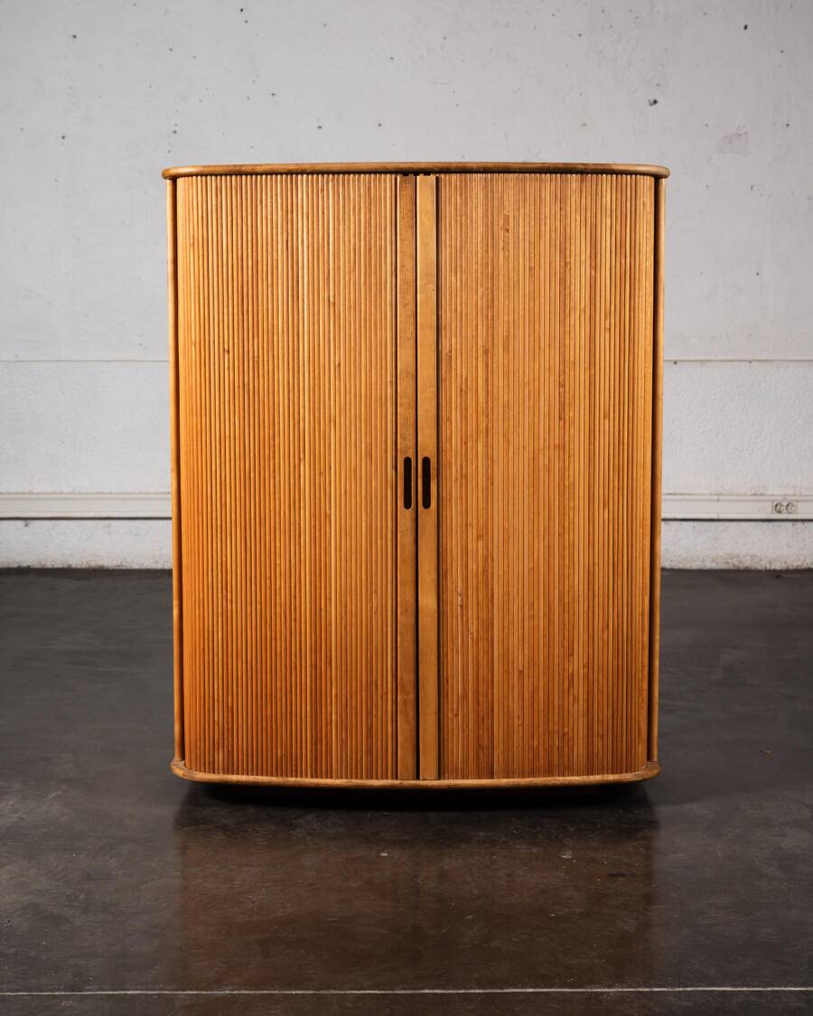 Grocery cabinet with curtain