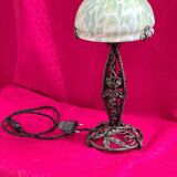 Wrought iron lamp in the Edgar Brandt style, Paul Kiss, 1910 to 25. Unsigned, damage, 37x16cm. Work