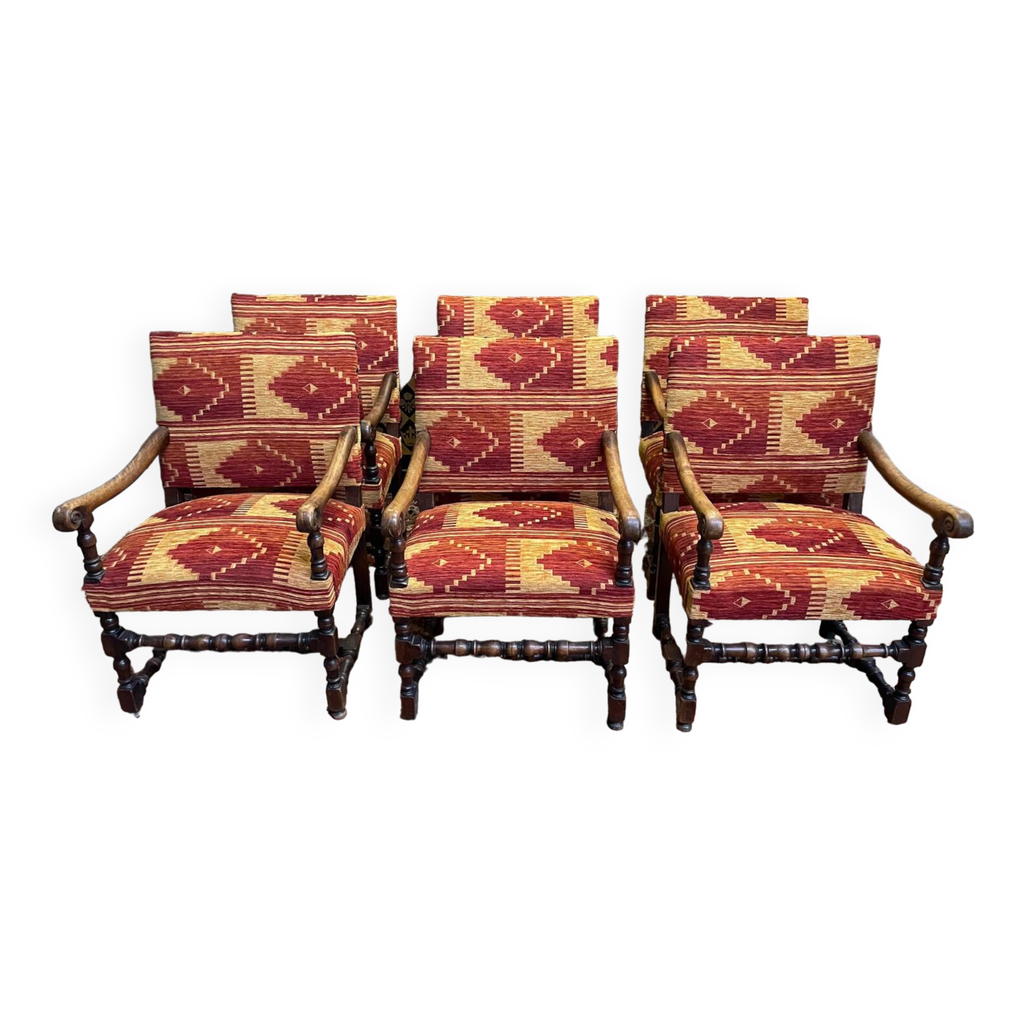 Suite of 6 Louis XIII armchairs