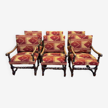 Suite de 6 fauteuils Louis XIII