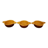 3 two-tone stoneware bowls with handles