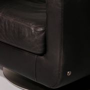 Italian modern leather swivel lounge chair steel by Natuzzi, Italy 1970