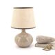 Beige ceramic lamp, beige lampshade, 70s
