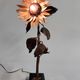 Vintage metal and bronze sunflower sculpture lamp, 1970s belgium