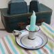 Old enamel candle holder