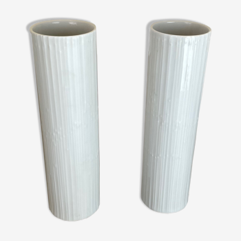 Set of 2 Abstract Op Art Vase Tapio Wirkkala Rosenthal Studio Line Germany 1980s