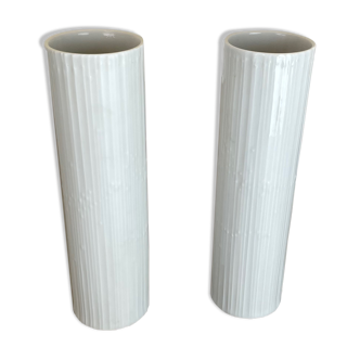 Set of 2 Abstract Op Art Vase Tapio Wirkkala Rosenthal Studio Line Germany 1980s