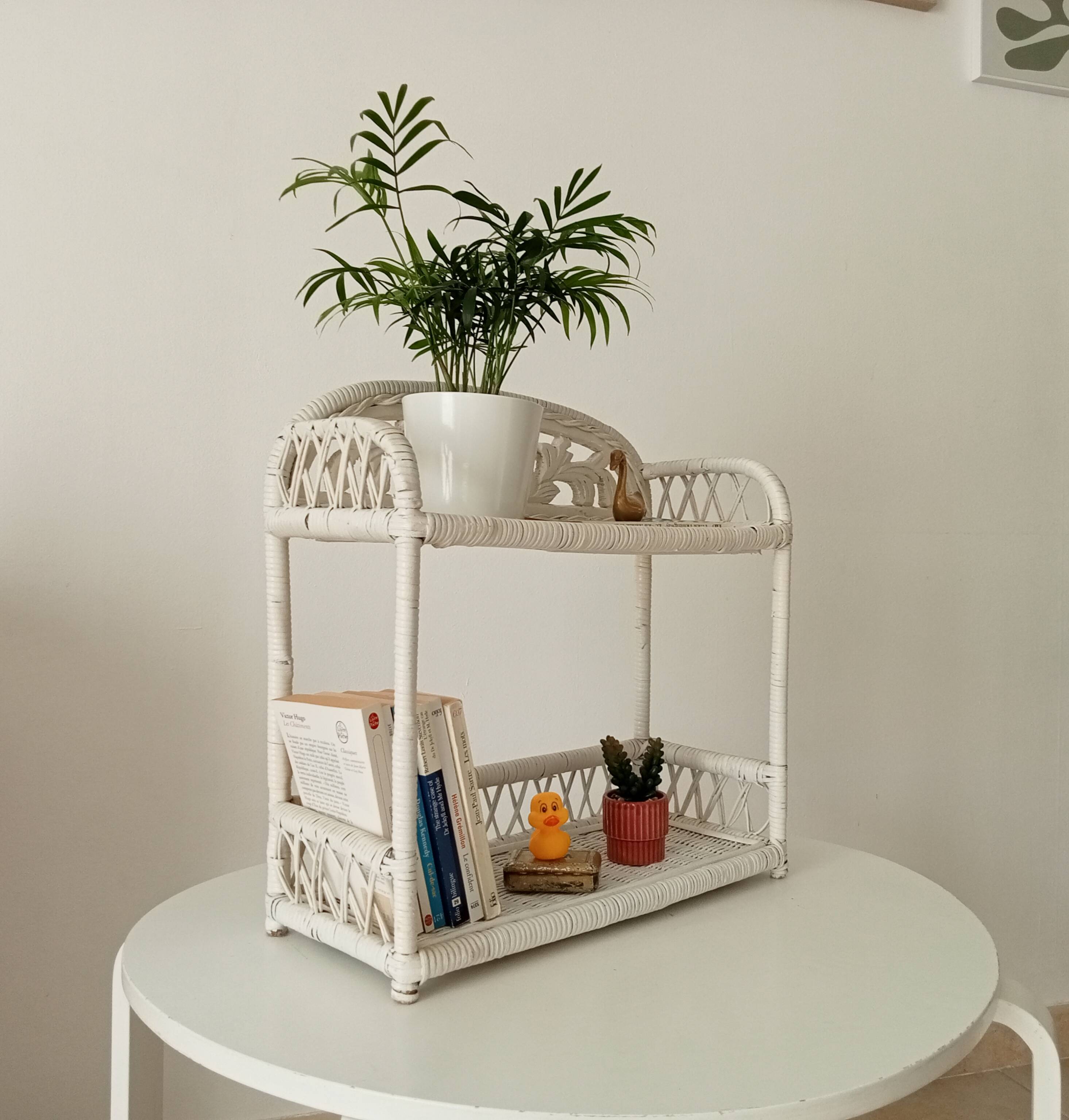 Vintage rattan wall shelf