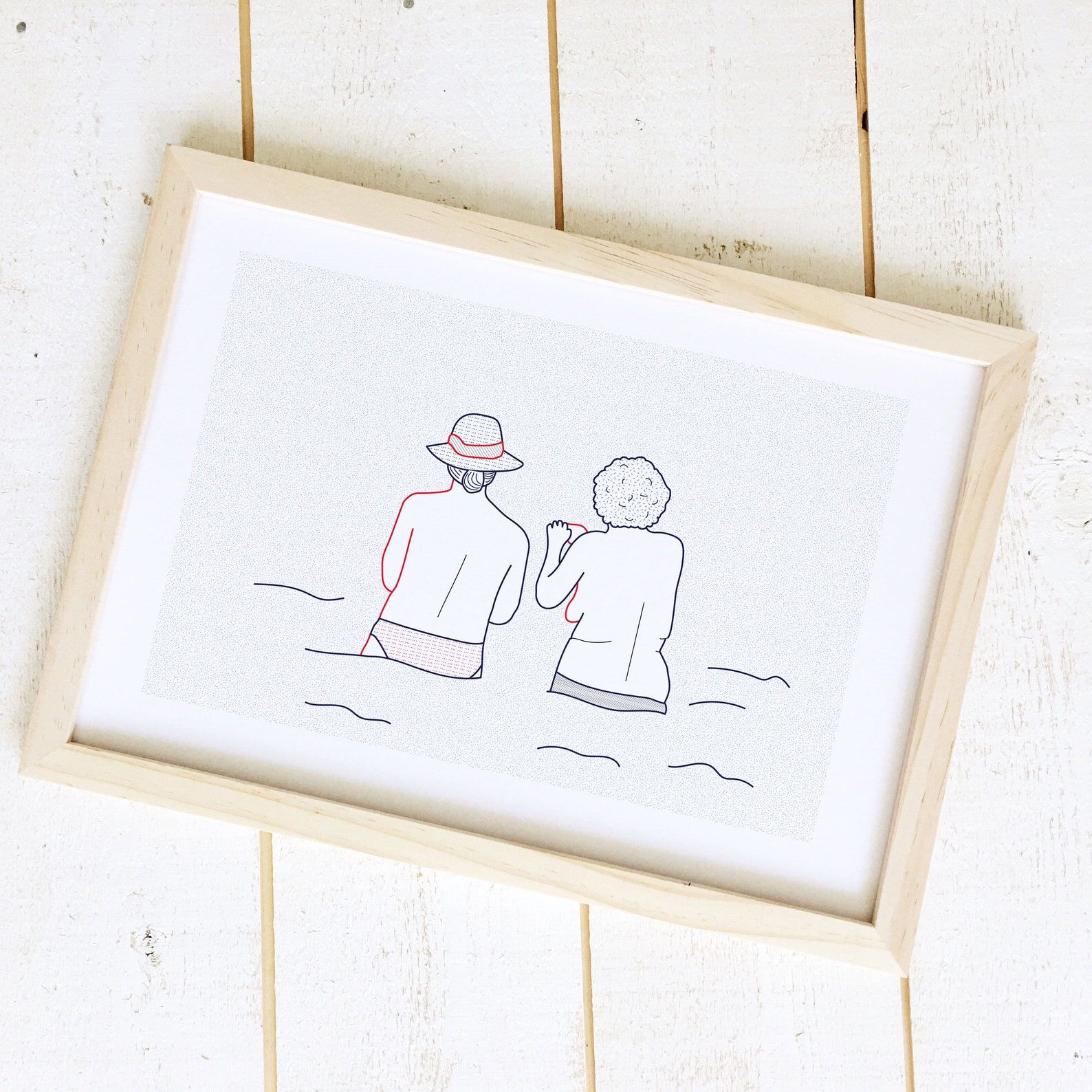 Illustration A4 naiade no. 7/8 brittany bather sea