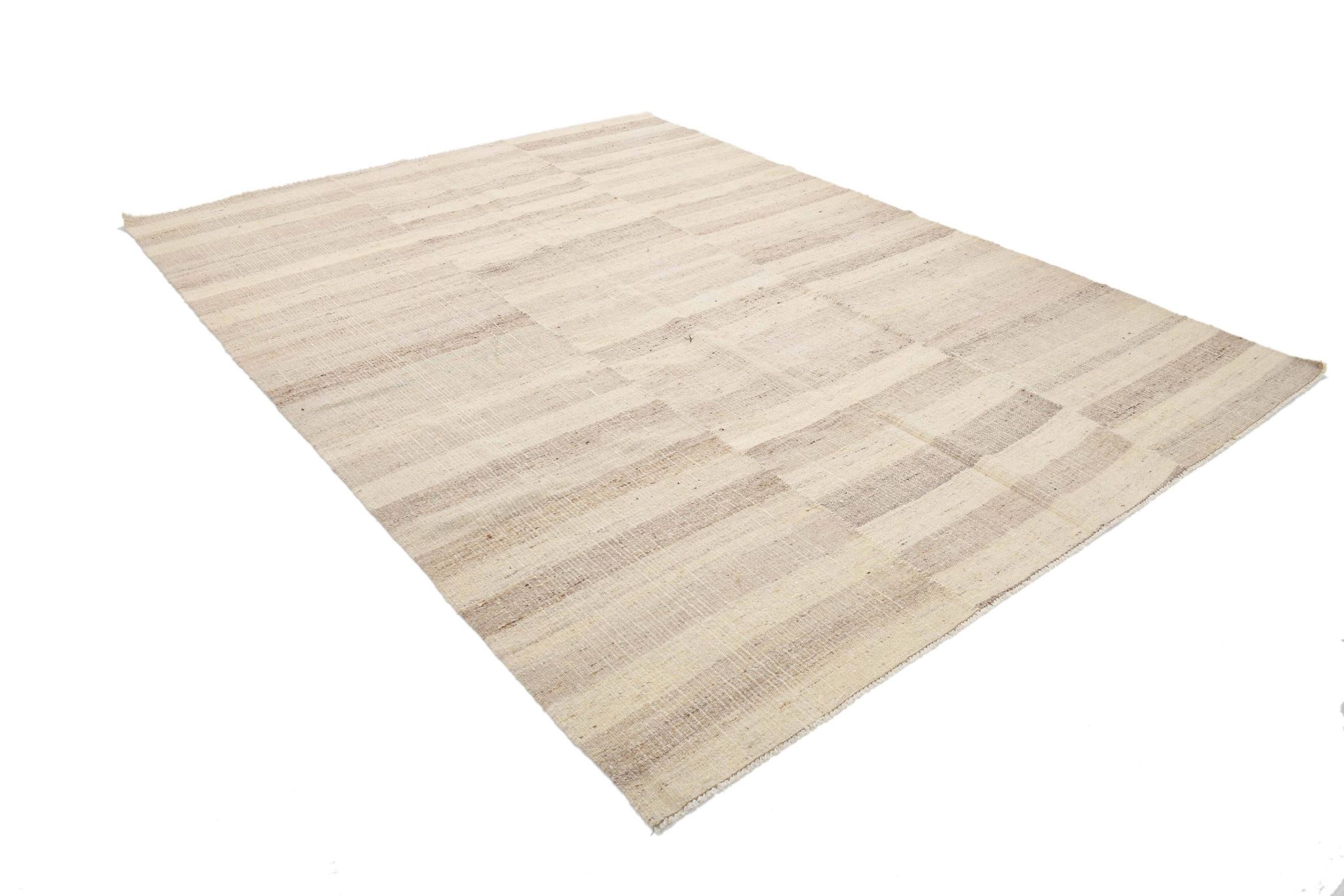 Striped Pattern Brown & Cream Vintage Kilim Rug, 220x300Cm