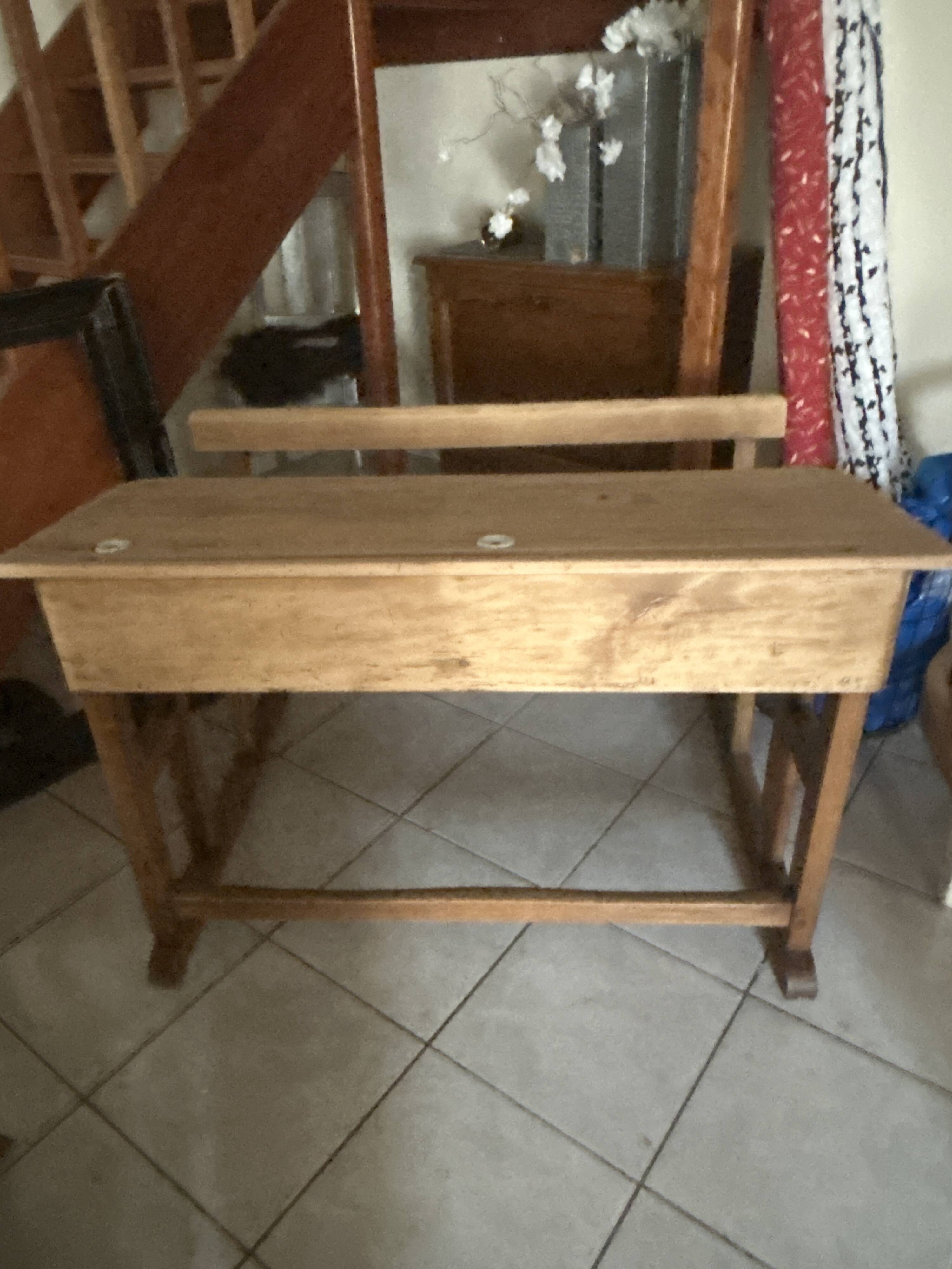 Bureau d écolier deux places bois