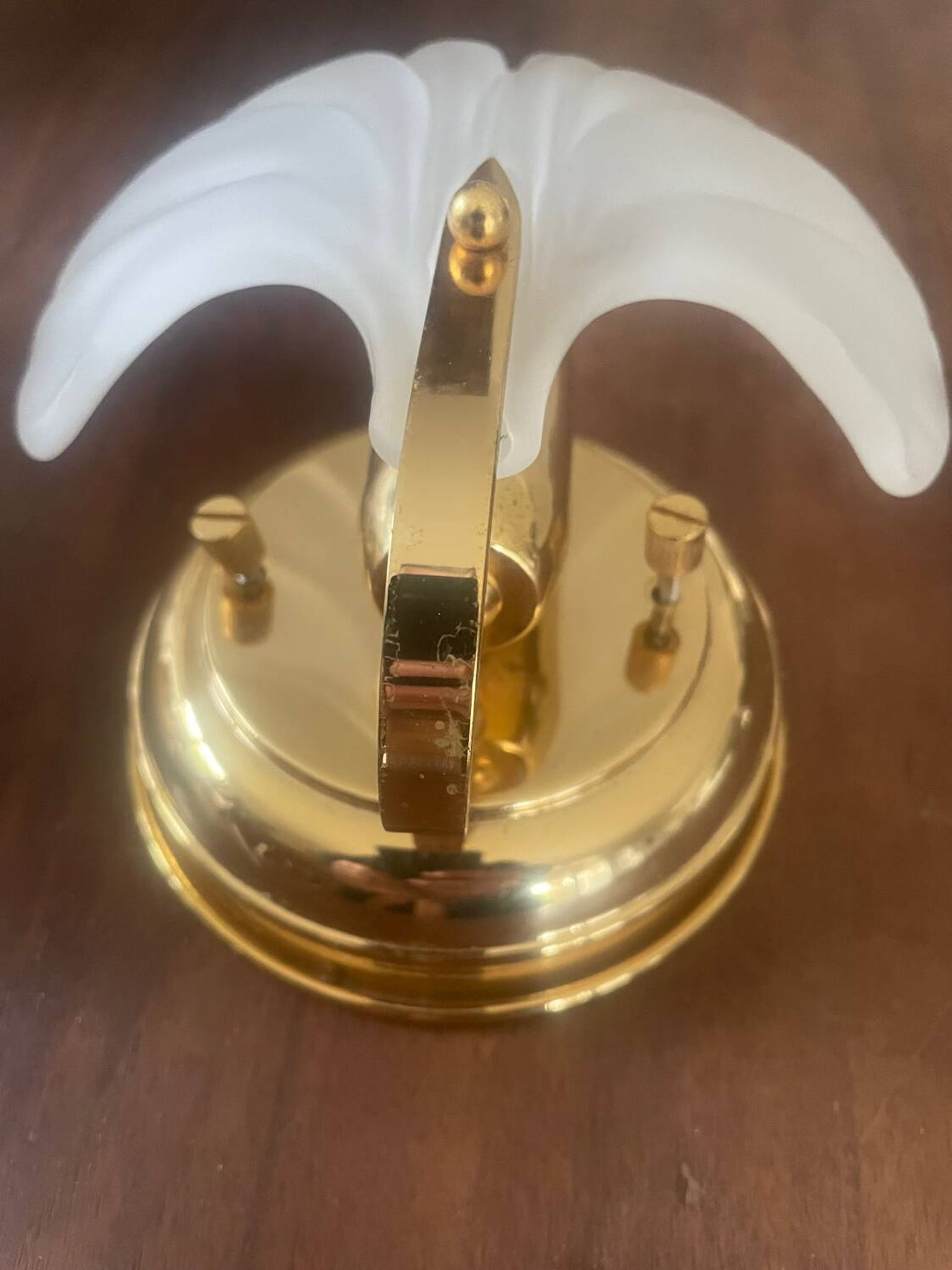 Pair of vintage polished glass shell sconces