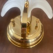 Pair of vintage polished glass shell sconces