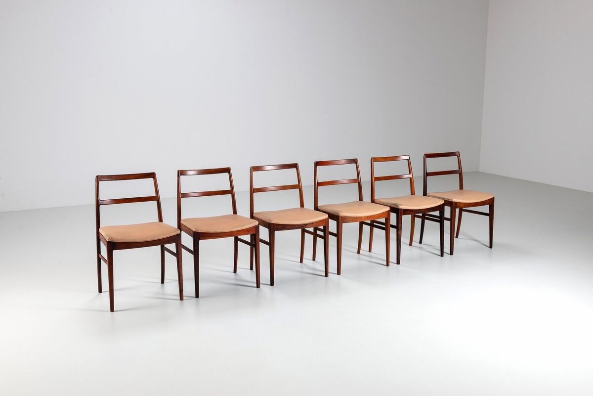 Arne Vodder model 430 dining chairs rosewood Sibast Mobler Denmark 1960