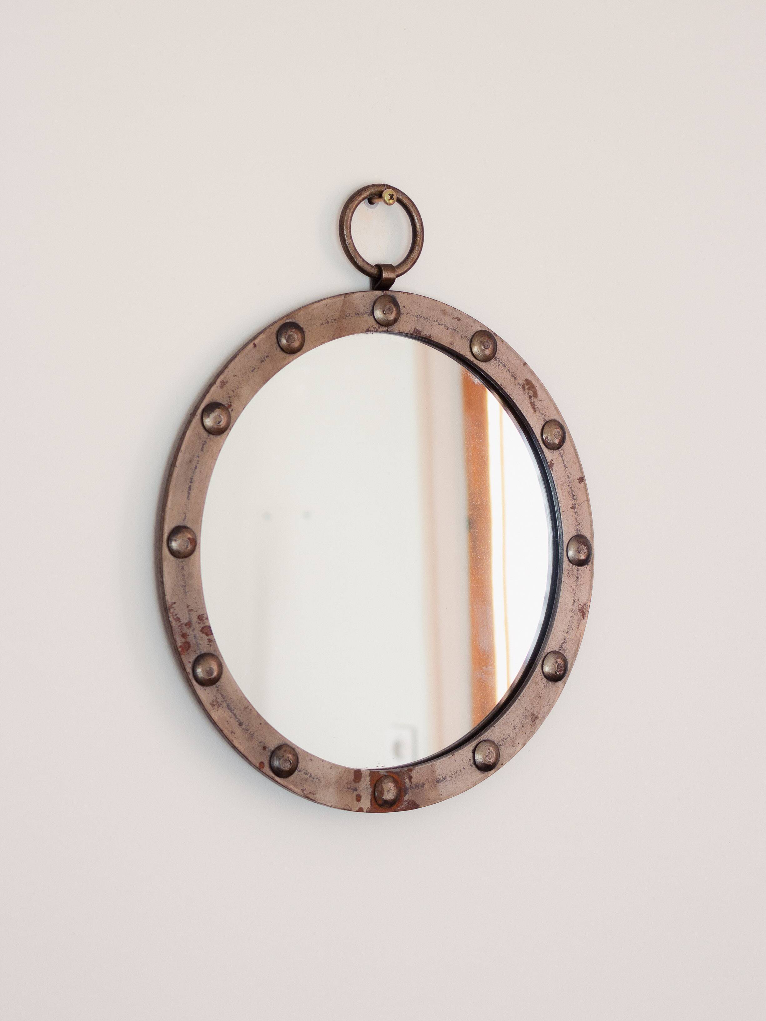 Circular metal porthole mirror, 1950s/60s