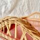 Vintage rattan tray, red Formica and scoubidou