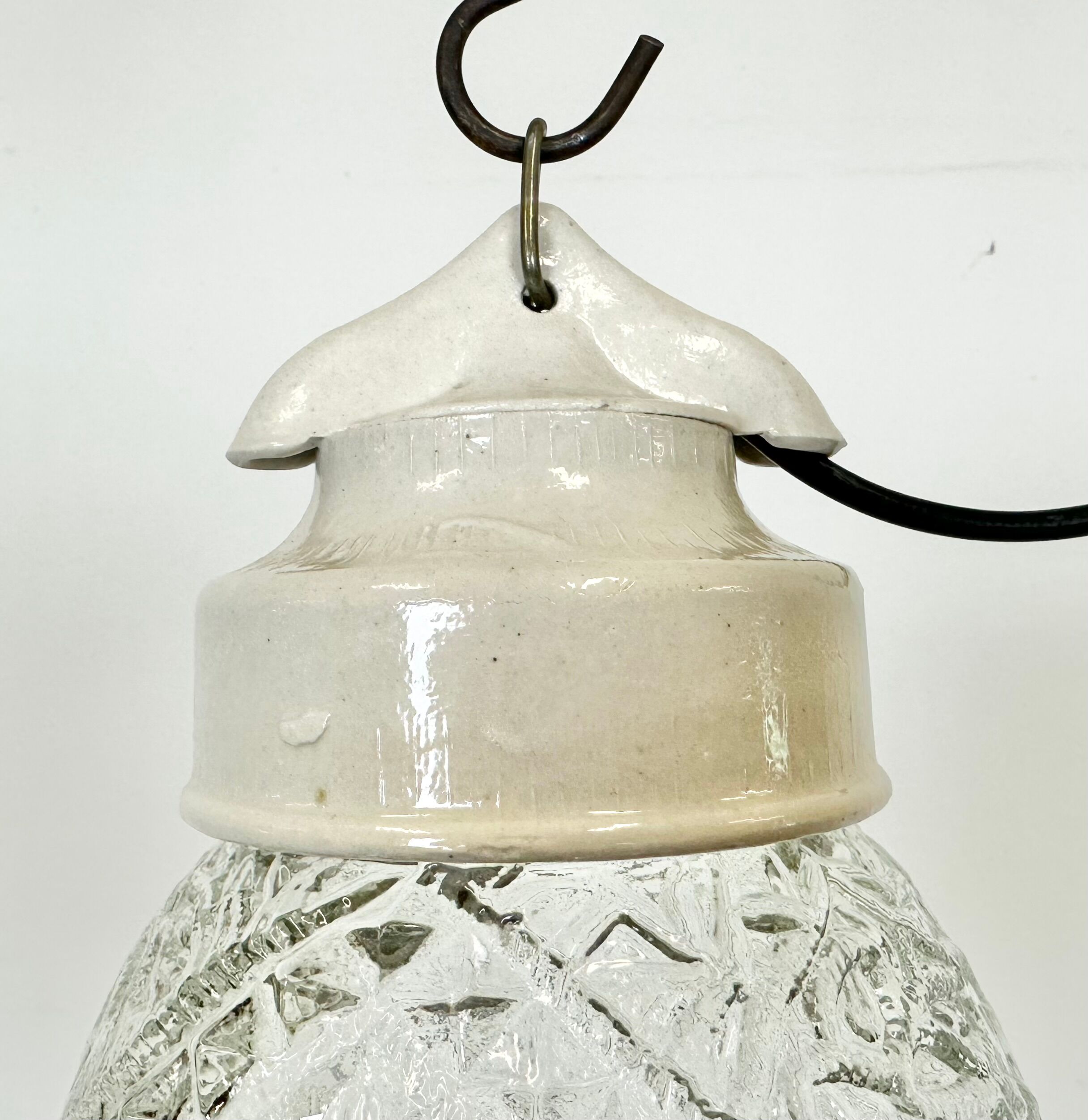 Vintage White Porcelain Pendant Light, 1970s
