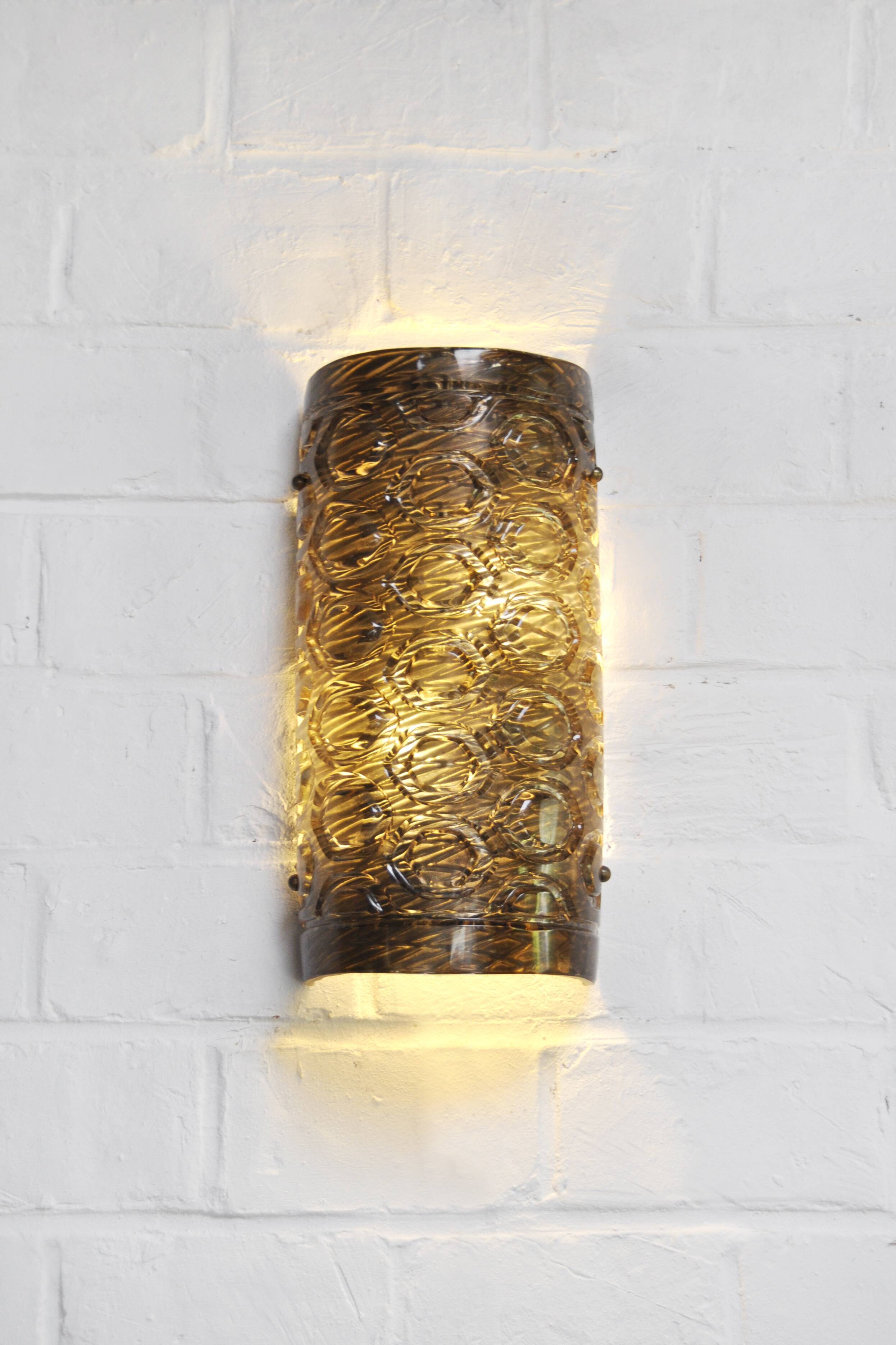 Paire d’appliques murales italiennes en verre de Murano avec motifs géométriques, années 1960