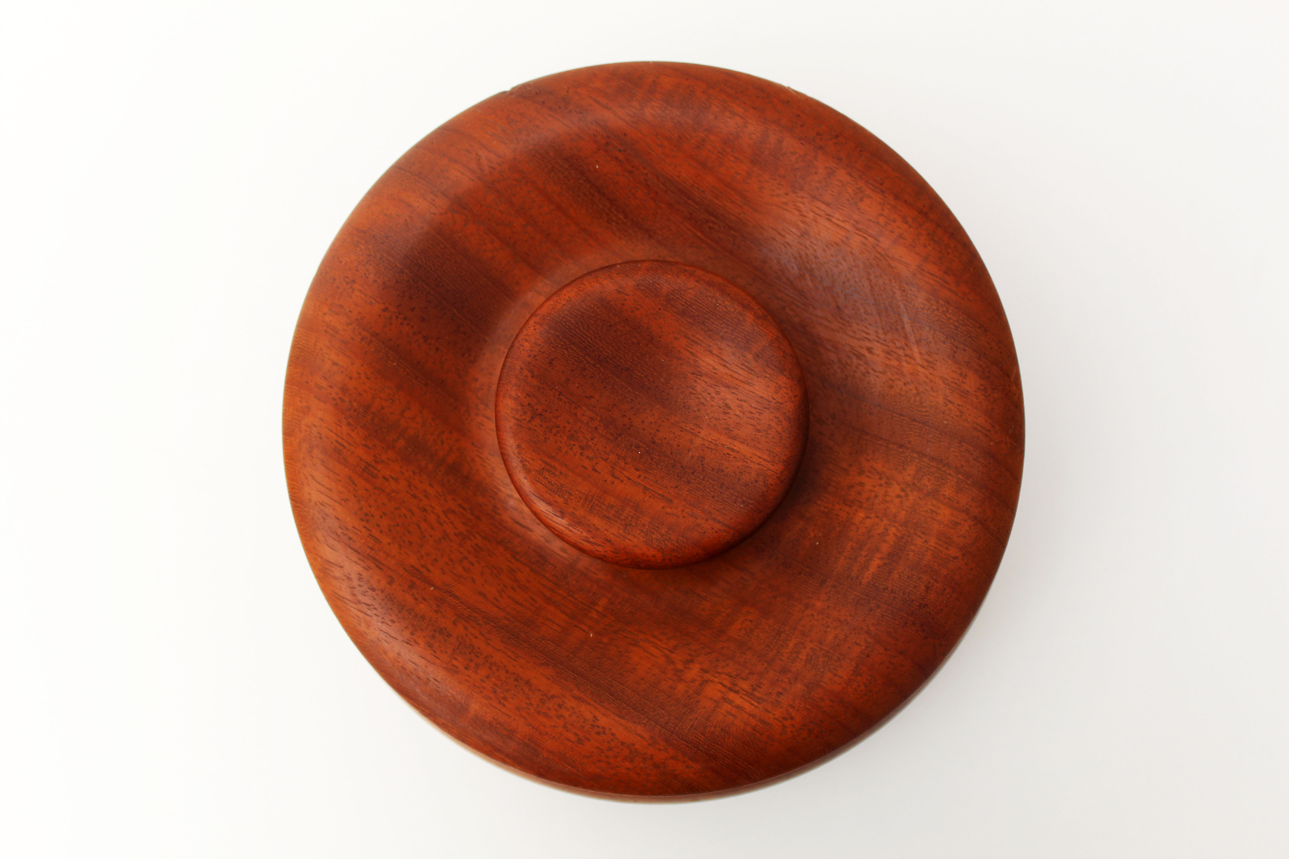 Vintage turned wood bowl with lid, trinket box with lid, Handmade