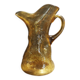 Vintage textured yellow glass carafe pitcher