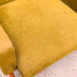 Vintage 60s armchair in cumin yellow terry fabric