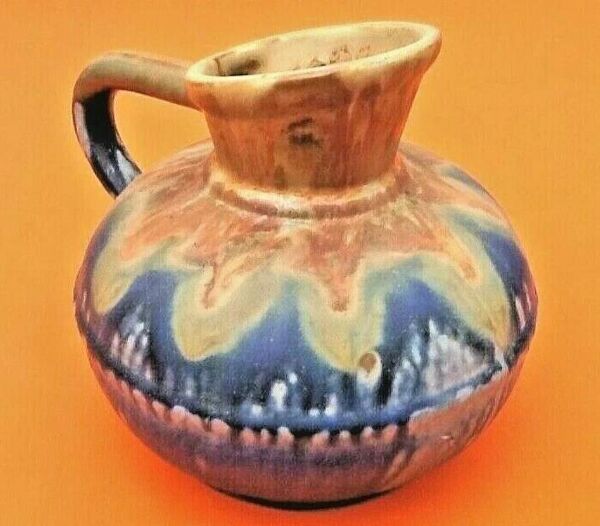 Art Nouveau Céramiste Gilbert Méténier (1876-1957) Broc ''bleu de Gannat