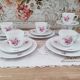 Coffee set 16 pieces porcelain bavaria white décor pink roses