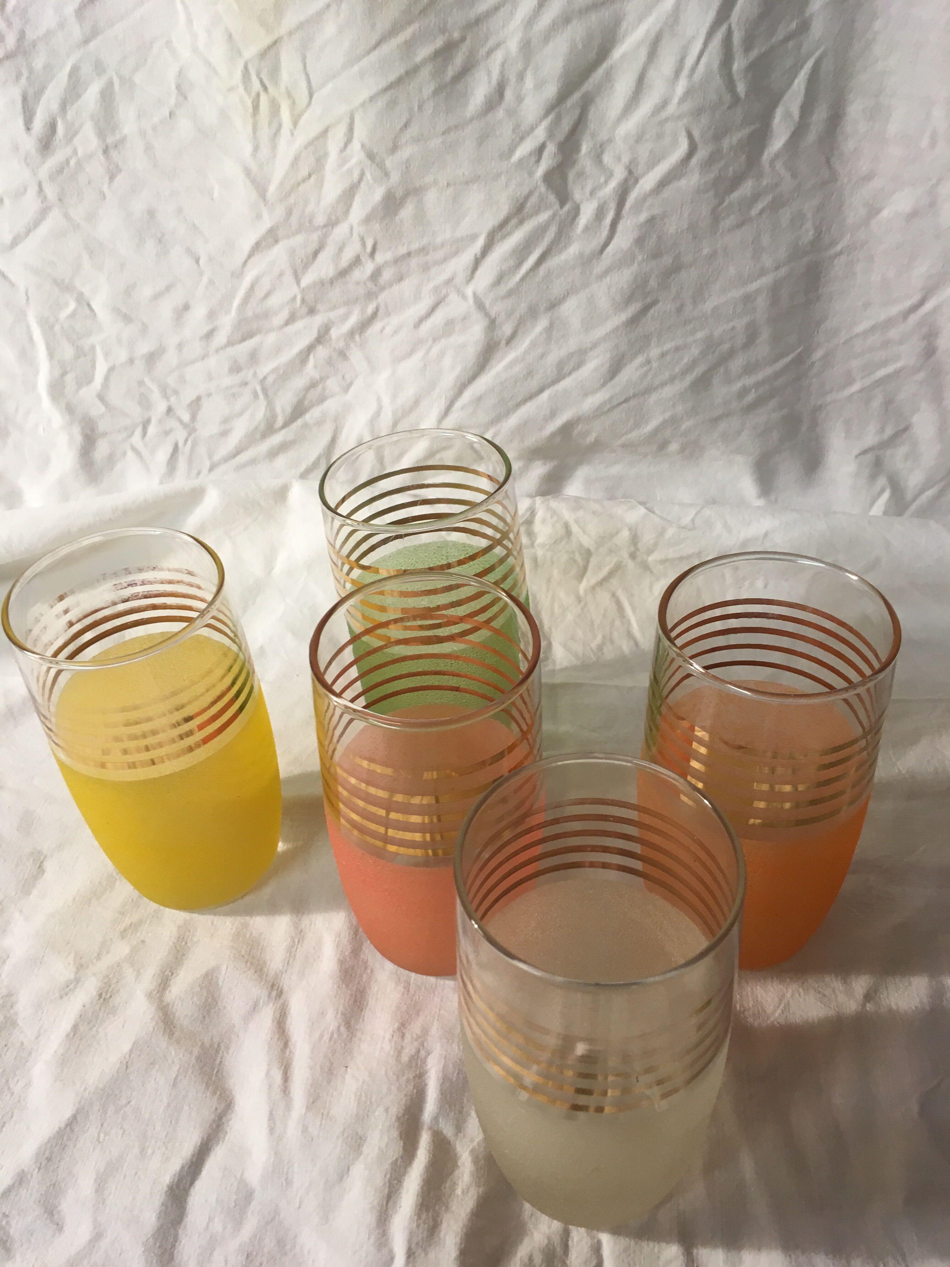 5 granite orangeade glasses