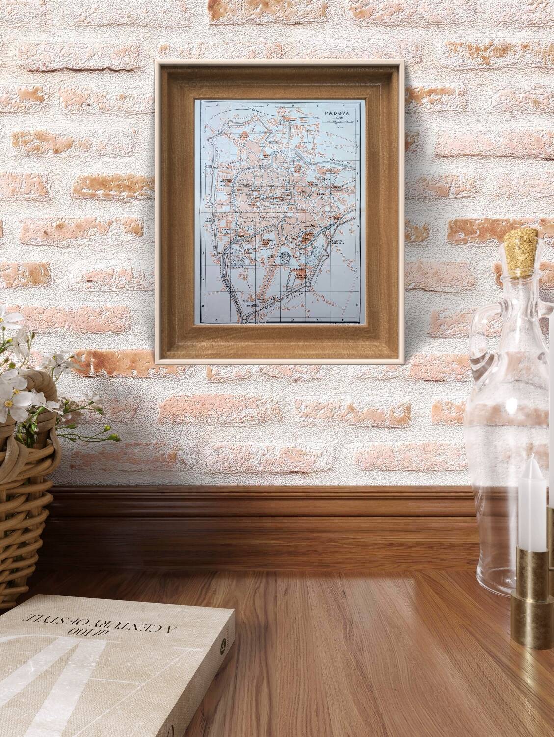 Printed in 1909, map of Padua (Padova), Veneto, Italy.