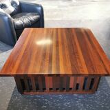 Table basse XL design vintage en bois exotique