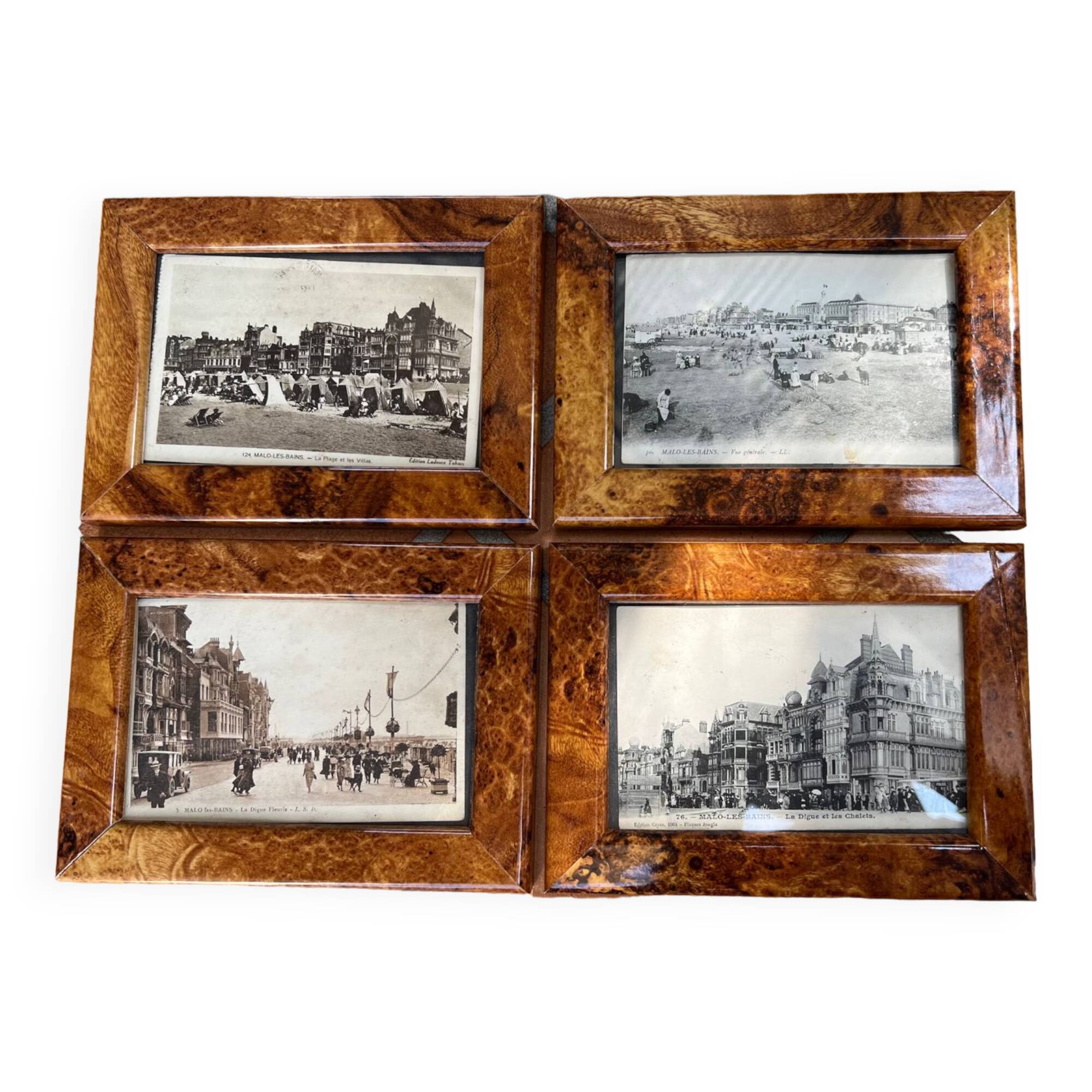Set of 4 old postcard frames