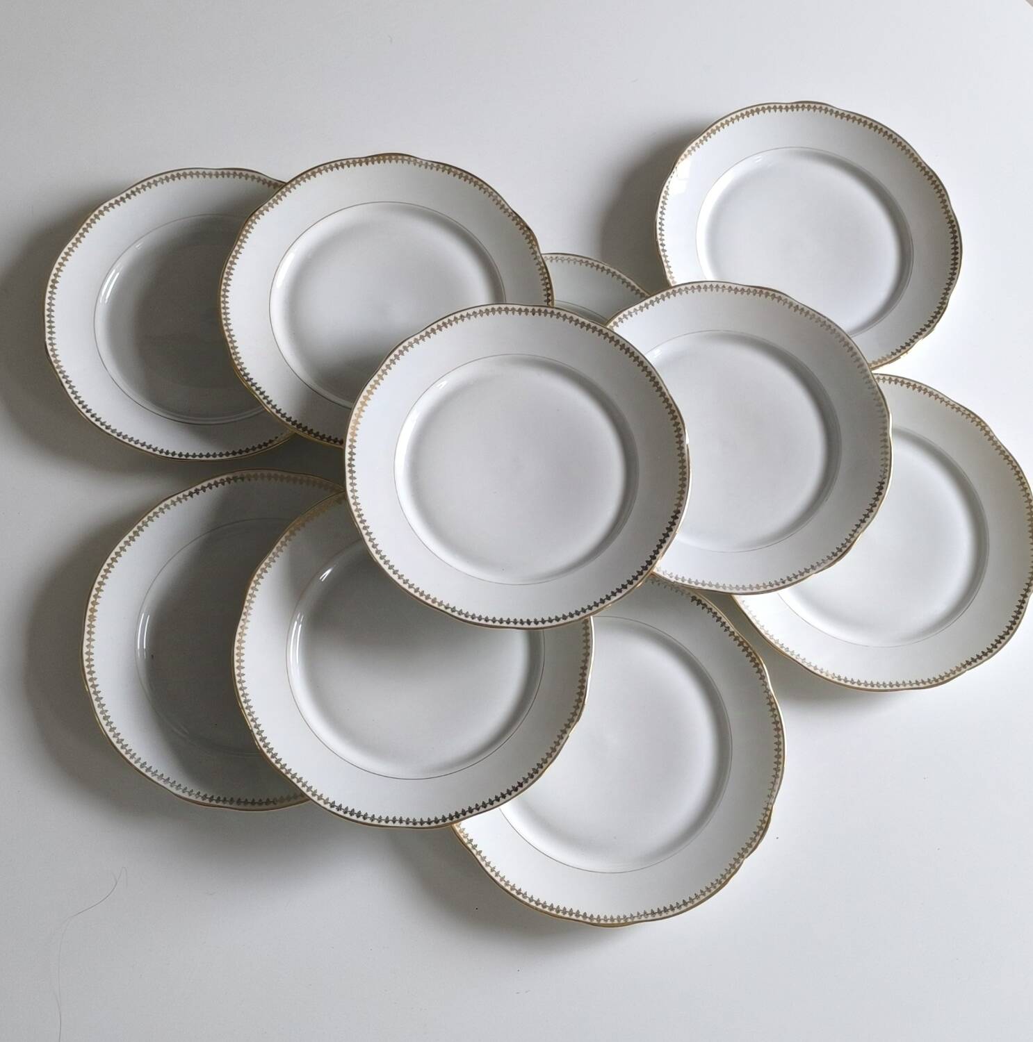 Set of 10 porcelain flat plates