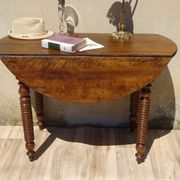 Ancienne table console en noyer, pieds en cuillère de miel