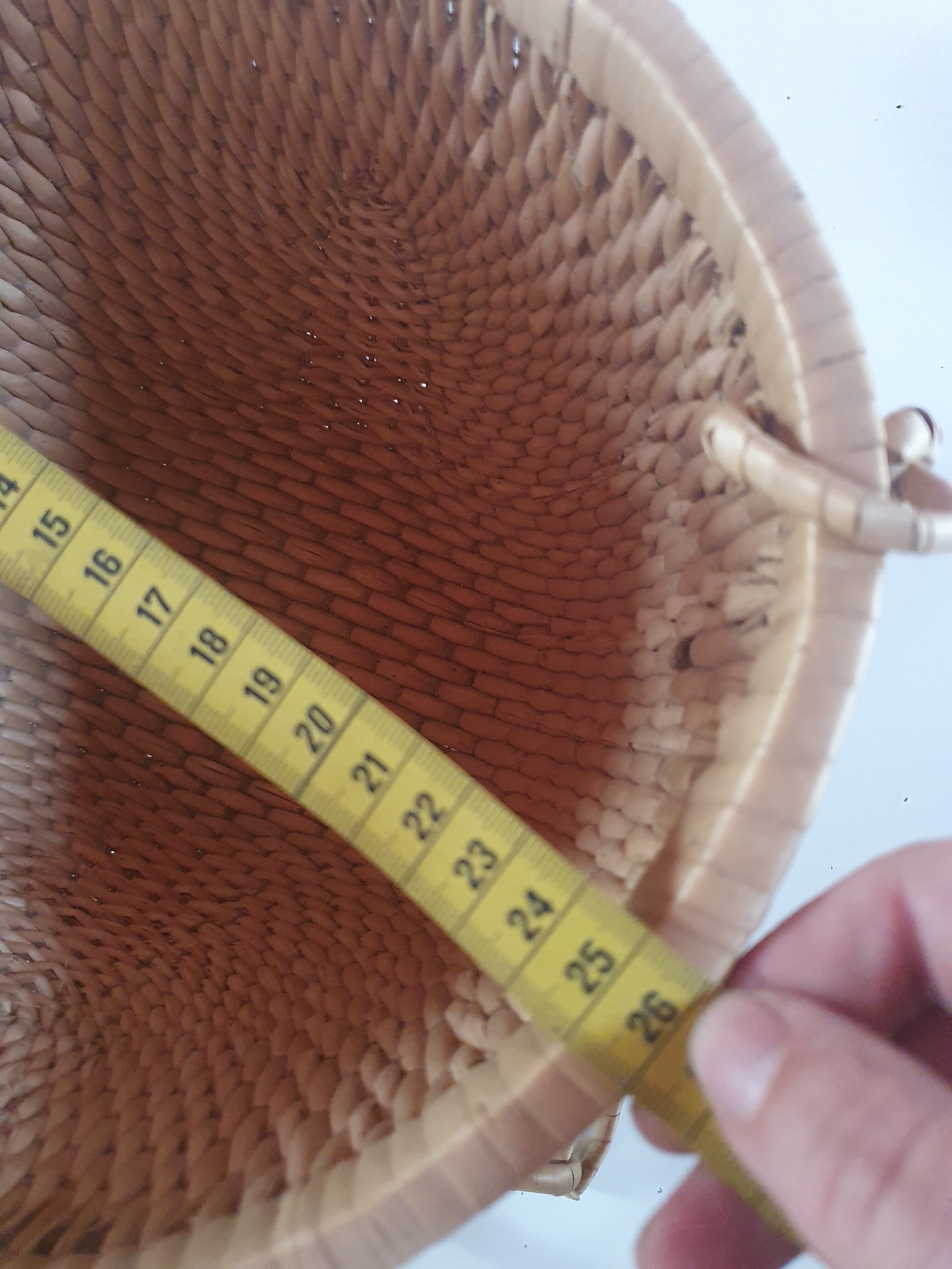 Rattan basket to hang vintage plant door