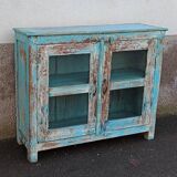 Small blue wooden display case