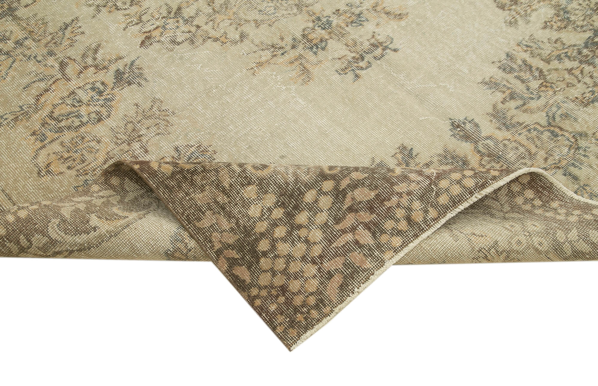 Hand-knotted decorative turkish beige carpet 202 cm x 301 cm