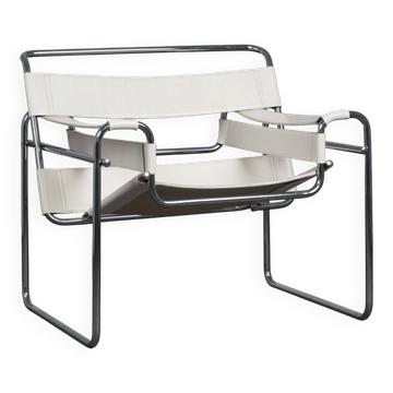 Leather Tubular Steel Lounge Chair in Bauhaus Style, Italy, 1990s