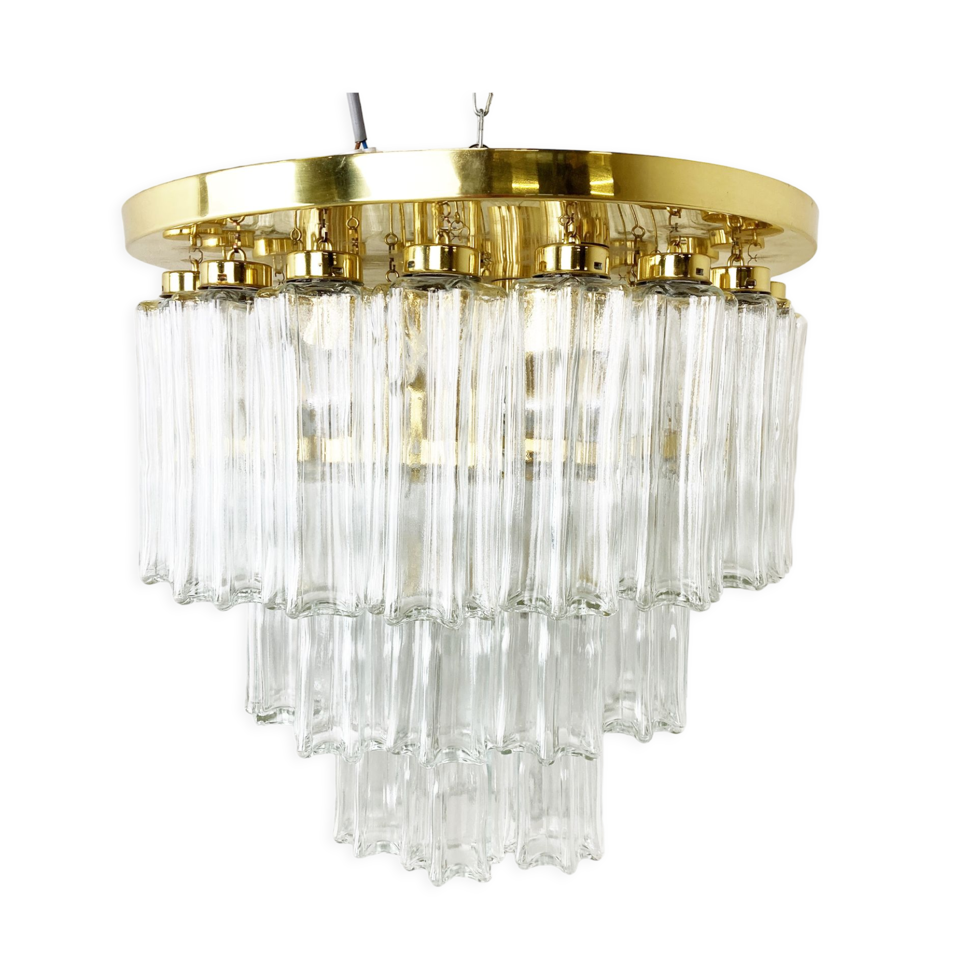 Flush mount chandelier by Glashutte Limburg, 1970s