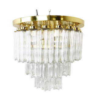 Flush mount chandelier by Glashutte Limburg, 1970s