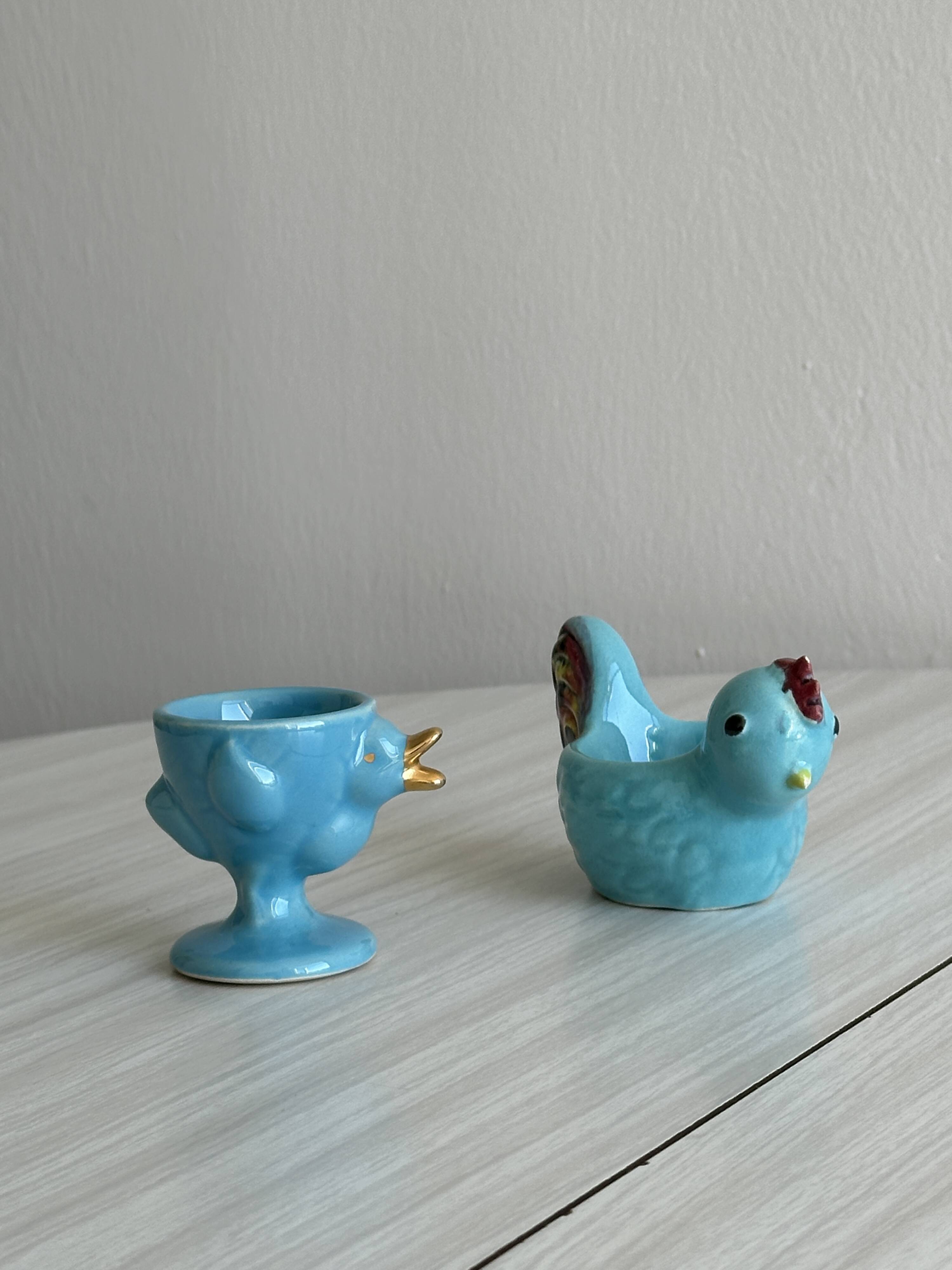 Ceramic egg cup duo