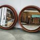 Pair of Italian Space Age Illuminated Round Mirrors, 1970s