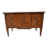 Louis XVI chest of drawers in wood veneer marquetry, 20th century