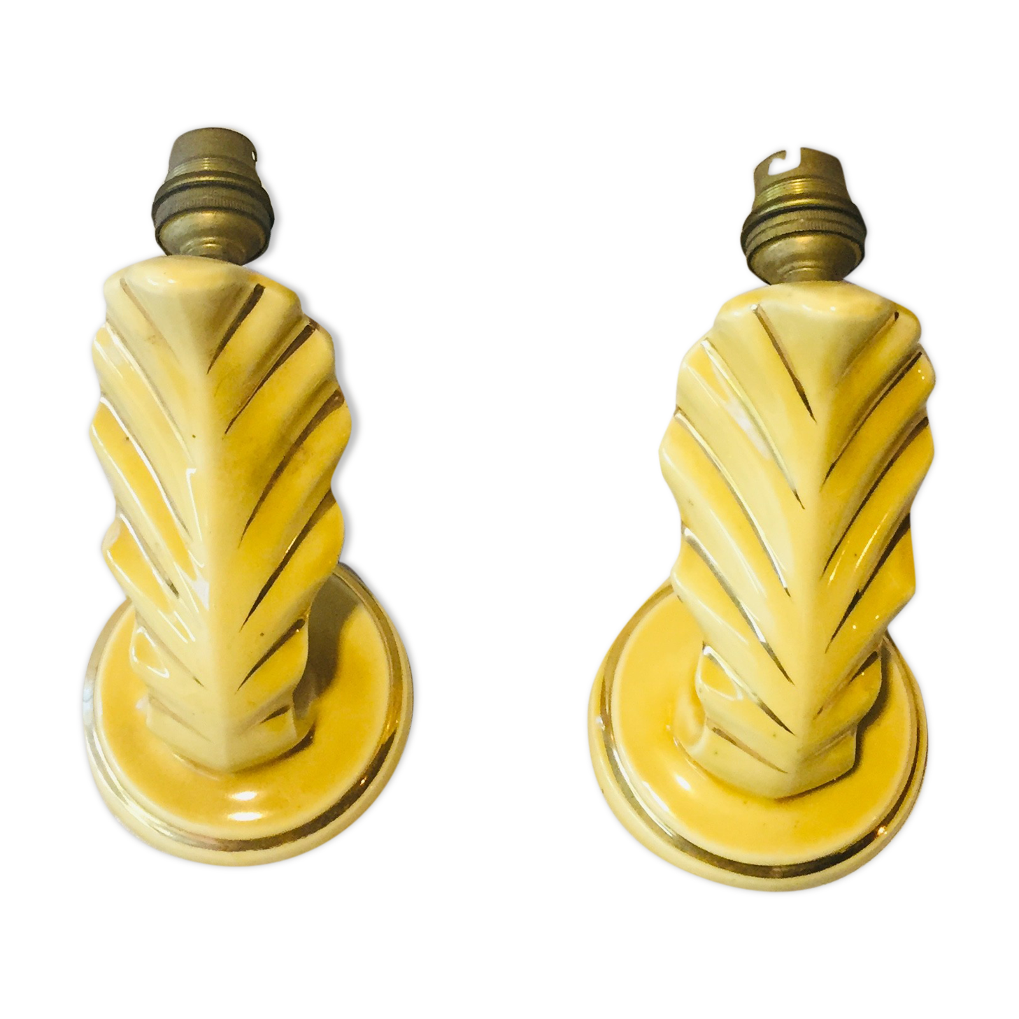 Pair of earthenware sconces, vintage 50s